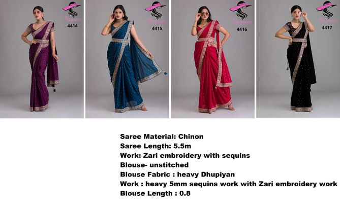 Alisha Nazneen 4414 Heavy Party Wear Sarees Catalog